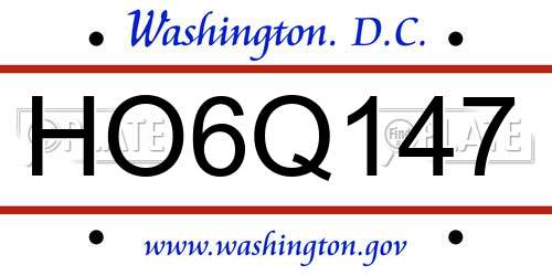 HO6Q147 District Of Columbia License Plate