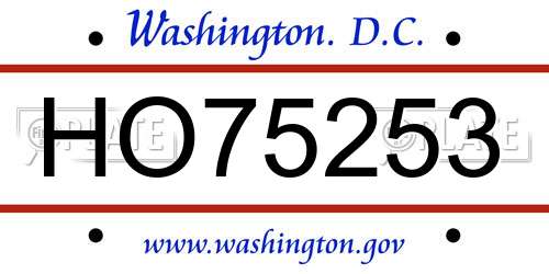 HO75253 District Of Columbia License Plate