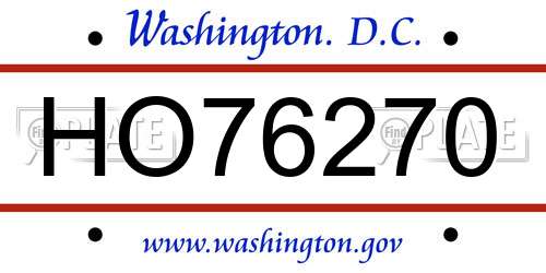 HO76270 District Of Columbia License Plate