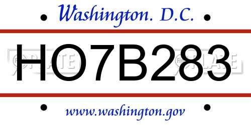 HO7B283 District Of Columbia License Plate