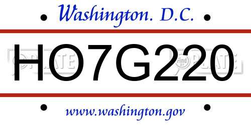 HO7G220 District Of Columbia License Plate