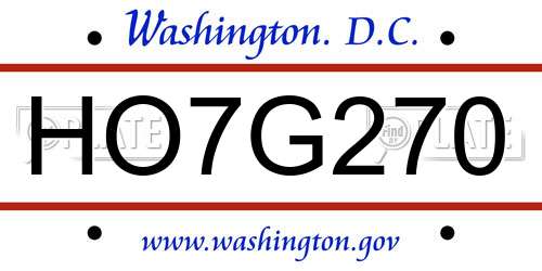HO7G270 District Of Columbia License Plate