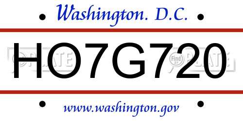 HO7G720 District Of Columbia License Plate