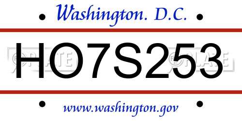 HO7S253 District Of Columbia License Plate