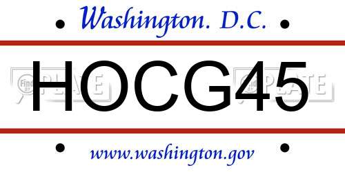HOCG45 District Of Columbia License Plate