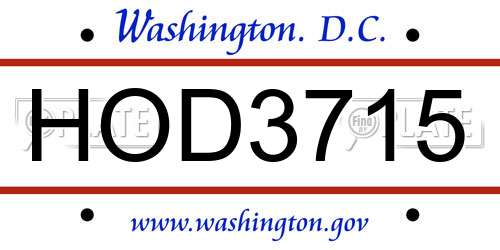 HOD3715 District Of Columbia License Plate