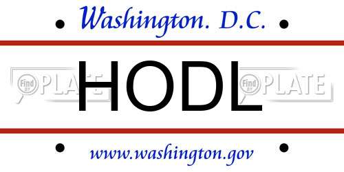 HODL District Of Columbia License Plate