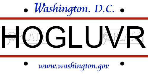 HOGLUVR District Of Columbia License Plate