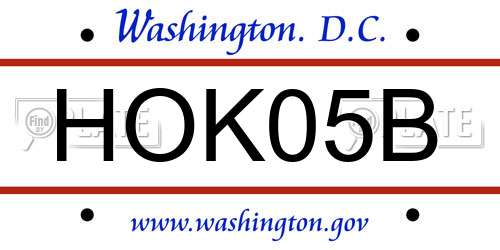 HOK05B District Of Columbia License Plate