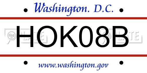 HOK08B District Of Columbia License Plate