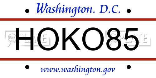 HOKO85 District Of Columbia License Plate