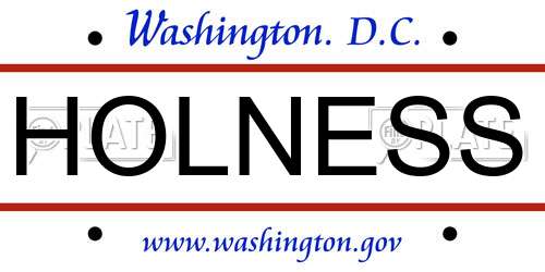 HOLNESS District Of Columbia License Plate