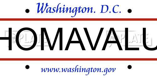 HOMAVALU District Of Columbia License Plate
