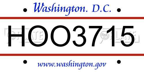 HOO3715 District Of Columbia License Plate