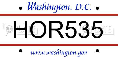 HOR535 District Of Columbia License Plate
