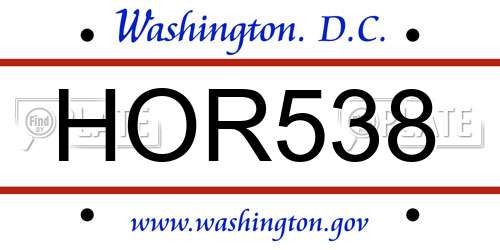 HOR538 District Of Columbia License Plate