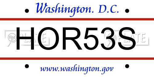 HOR53S District Of Columbia License Plate