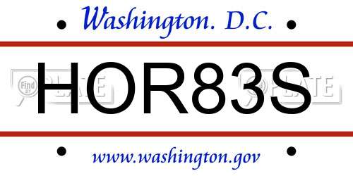 HOR83S District Of Columbia License Plate