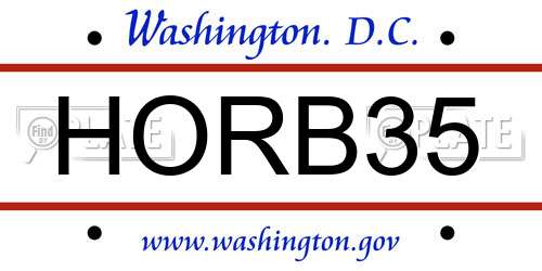 HORB35 District Of Columbia License Plate