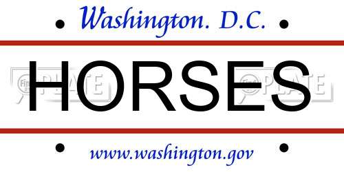 HORSES District Of Columbia License Plate