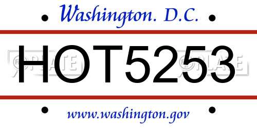 HOT5253 District Of Columbia License Plate