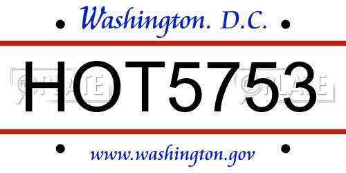 HOT5753 District Of Columbia License Plate