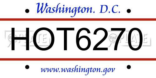 HOT6270 District Of Columbia License Plate