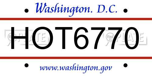 HOT6770 District Of Columbia License Plate