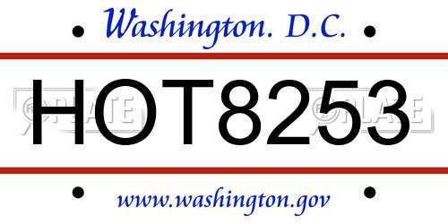 HOT8253 District Of Columbia License Plate