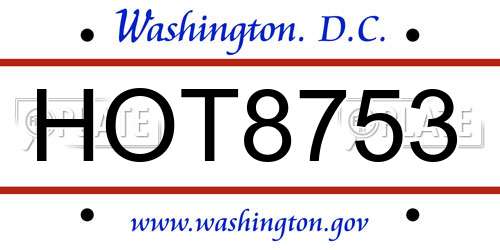 HOT8753 District Of Columbia License Plate