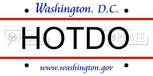 HOTDO District Of Columbia License Plate