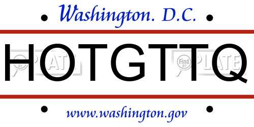 HOTGTTQ District Of Columbia License Plate