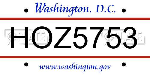 HOZ5753 District Of Columbia License Plate