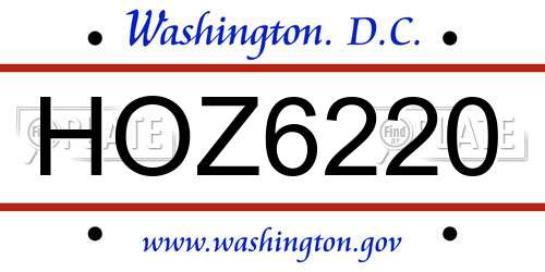 HOZ6220 District Of Columbia License Plate