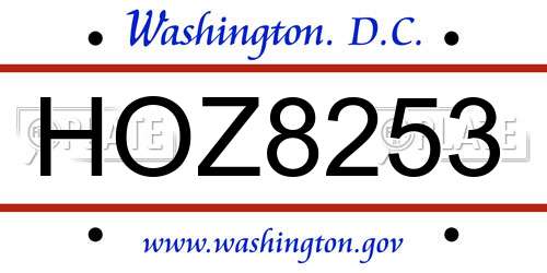 HOZ8253 District Of Columbia License Plate