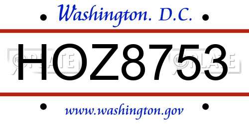 HOZ8753 District Of Columbia License Plate
