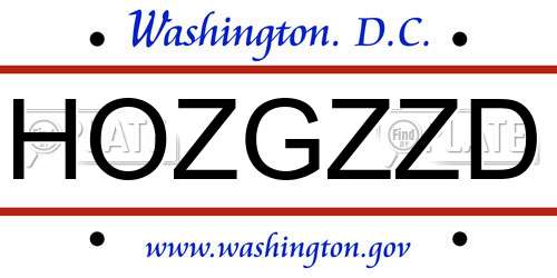 HOZGZZD District Of Columbia License Plate