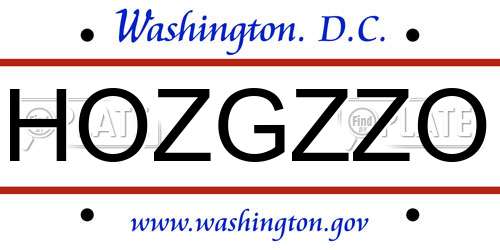 HOZGZZO District Of Columbia License Plate