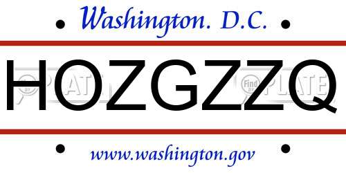 HOZGZZQ District Of Columbia License Plate