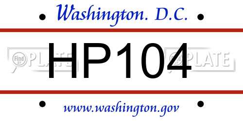 HP104 District Of Columbia License Plate