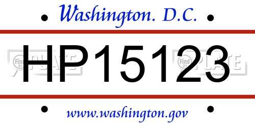 HP15123 District Of Columbia License Plate