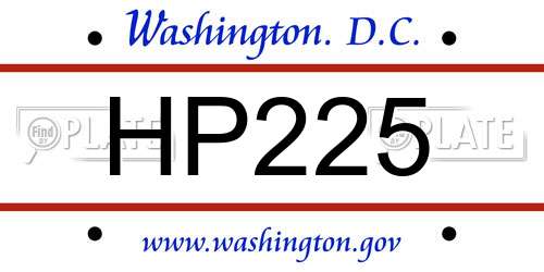 HP225 District Of Columbia License Plate