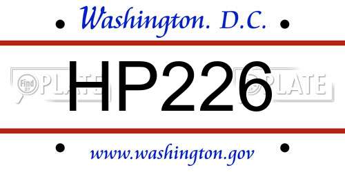 HP226 District Of Columbia License Plate