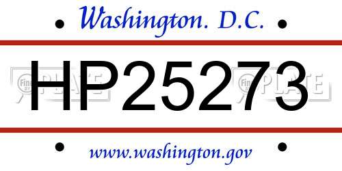 HP25273 District Of Columbia License Plate
