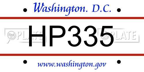 HP335 District Of Columbia License Plate