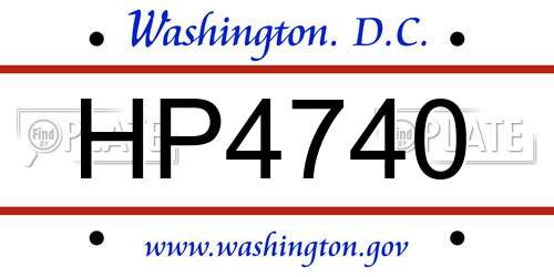 HP4740 District Of Columbia License Plate