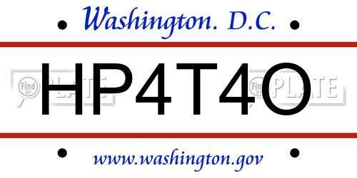 HP4T4O District Of Columbia License Plate