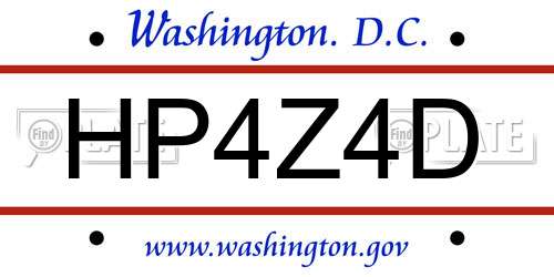 HP4Z4D District Of Columbia License Plate