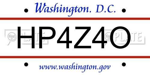 HP4Z4O District Of Columbia License Plate