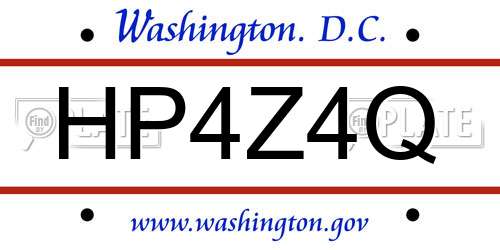 HP4Z4Q District Of Columbia License Plate
